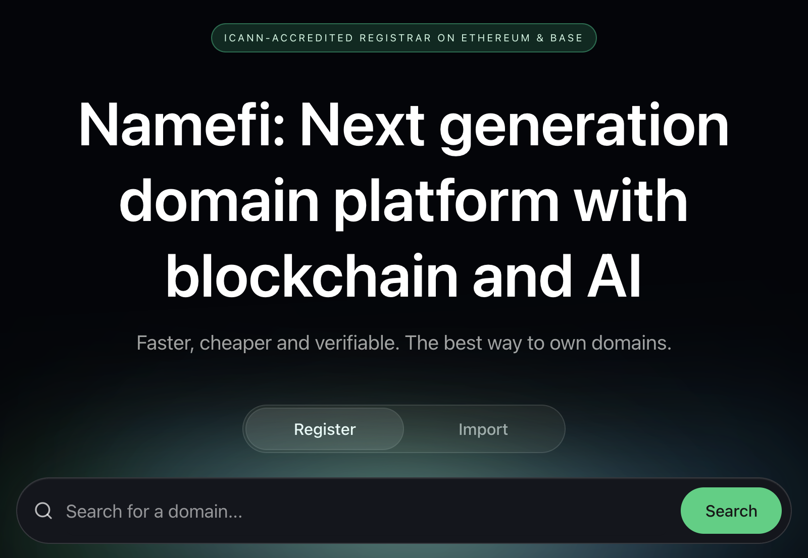 Namefi onchain domain platform powered by 1Shot API